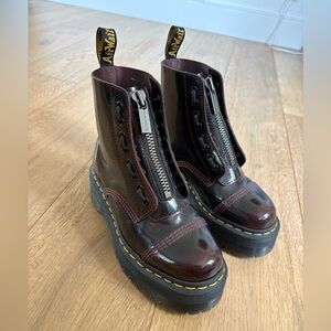 Dr. Martens Cherry Red Platform Zipper Boots ARCADIA 6 Oxblood Patent Sinclair